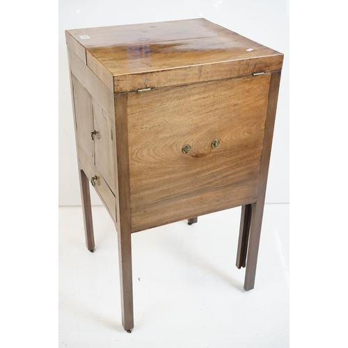 491 - George III Mahogany Washstand, the square top opening to a lift-up mirror and recesses for a wash se... 