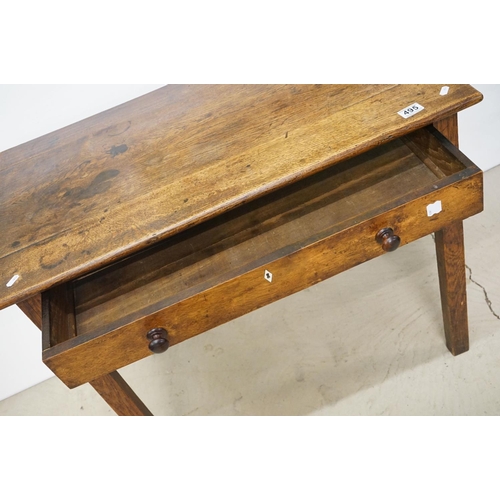 495 - George III Oak Lowboy or Side Table, with an arrangement of three drawers and shaped apron, raised o... 