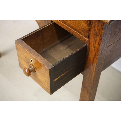 495 - George III Oak Lowboy or Side Table, with an arrangement of three drawers and shaped apron, raised o... 