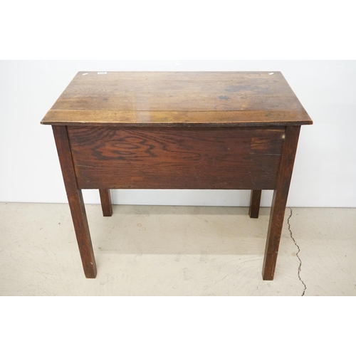 495 - George III Oak Lowboy or Side Table, with an arrangement of three drawers and shaped apron, raised o... 