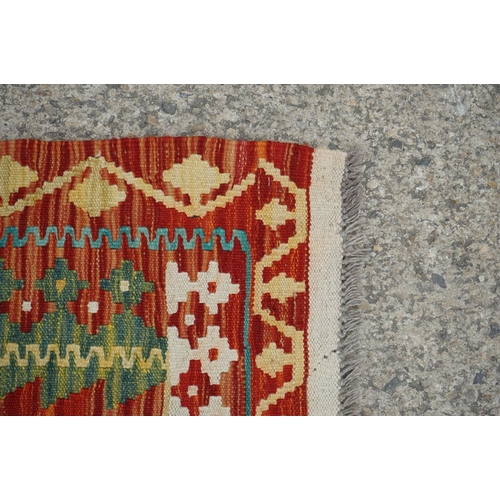 505 - Woollen Hand Knotted Chobi Kilim Rug, 191cm x 130cm