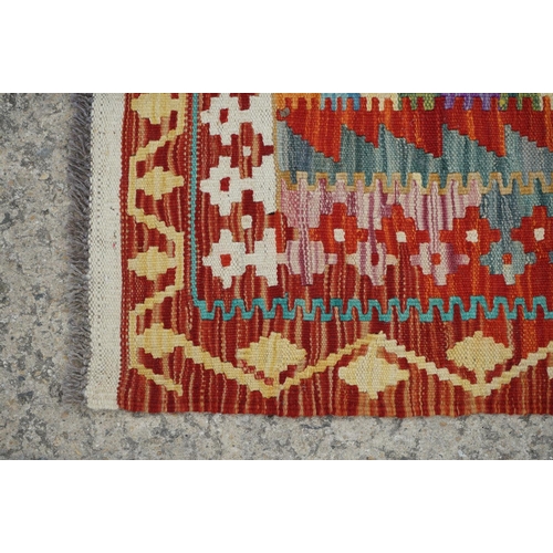 505 - Woollen Hand Knotted Chobi Kilim Rug, 191cm x 130cm