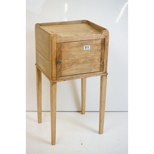 511 - 19th century Pine Pot Cupboard with single door raised on square legs, 37cm wide x 69cm high