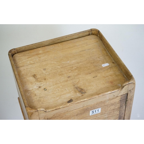 511 - 19th century Pine Pot Cupboard with single door raised on square legs, 37cm wide x 69cm high