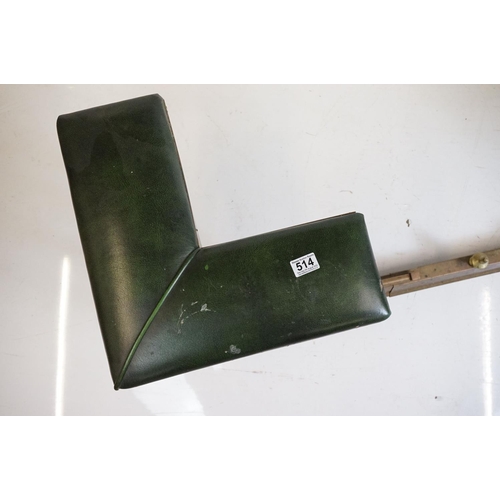 514 - Victorian style Brass Club Fender with green vinyl upholstered seats, 146cm long x 43cm deep x 47cm ... 