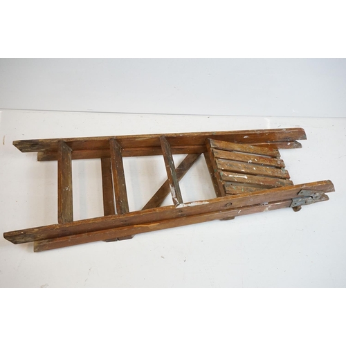 518 - Set of Mid century Pine Folding Step Ladders, 44cm wide x 111cm high