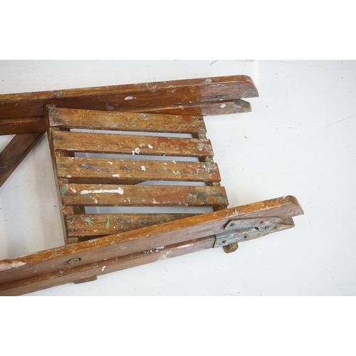 518 - Set of Mid century Pine Folding Step Ladders, 44cm wide x 111cm high