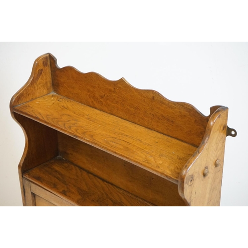 527 - Late 19th / Early 20th century Oak Hanging Shelf and Cupboard, 58cm wide x 61cm high