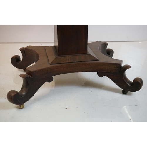 534 - William IV Mahogany Fold-over Tea Table, the top with rounded corners over a frieze flanked by leaf ... 