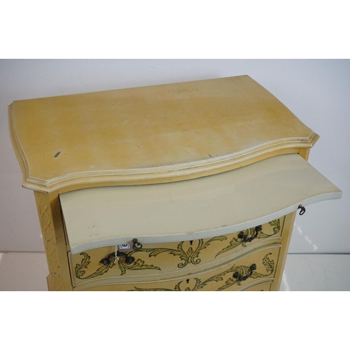 539 - Serpentine fronted Chest of Four Long Drawers in the George III style, with brushing slide, mustard ... 