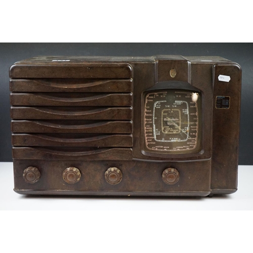 141 - Mid 20th C Brown Bakelite Westminster Radio, Model ZA 617 (49.5cm wide); plus a Cambridge brown Bake... 