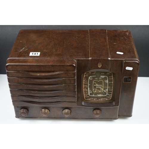 141 - Mid 20th C Brown Bakelite Westminster Radio, Model ZA 617 (49.5cm wide); plus a Cambridge brown Bake... 