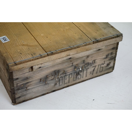 506 - Early to Mid century Pine Lidded Crate stamped to top and sides ' Property of Glos. Marketing Societ... 