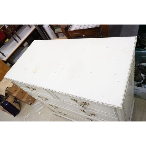 507 - French style Cream Painted Chest of Two Short over Three Long Drawers with moulded decoration and gi... 