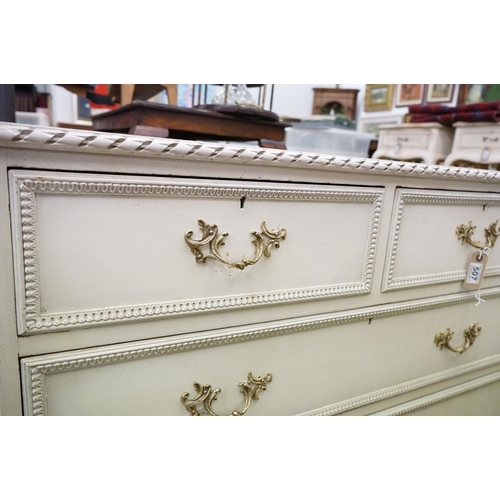 507 - French style Cream Painted Chest of Two Short over Three Long Drawers with moulded decoration and gi... 