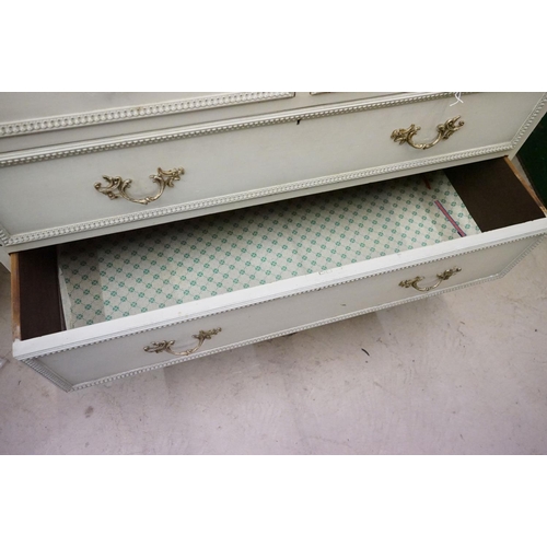 507 - French style Cream Painted Chest of Two Short over Three Long Drawers with moulded decoration and gi... 