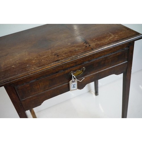 540 - 18th century Walnut and Feather-banded Side Table, with single drawer and raised on square tapering ... 