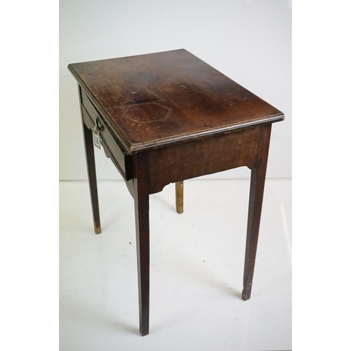 540 - 18th century Walnut and Feather-banded Side Table, with single drawer and raised on square tapering ... 