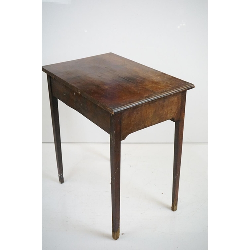 540 - 18th century Walnut and Feather-banded Side Table, with single drawer and raised on square tapering ... 