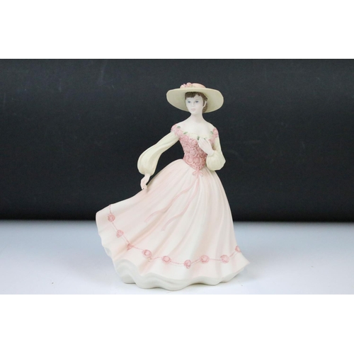 104 - Eight Danbury Mint bisque porcelain lady figurines to include 4 x Coalport 'The Age of Romance' (Jea... 