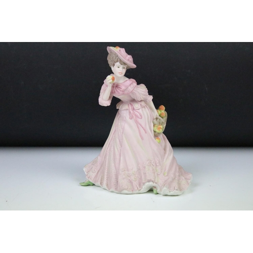 104 - Eight Danbury Mint bisque porcelain lady figurines to include 4 x Coalport 'The Age of Romance' (Jea... 