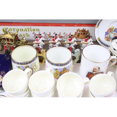 107 - Mixed Royal commemorative ceramics & collectables to include a boxed Lesney Coronation Coach, Cresce... 