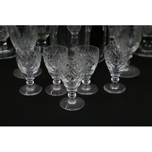 110 - Group of mixed glassware to include 2 x 19th century pressed glass rummers, 3 x 19th century footed ... 