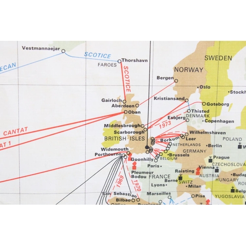 142 - 'Post Office International Telecommunications Services' world map, dated 1969, designed & drawn by B... 