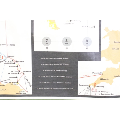 142 - 'Post Office International Telecommunications Services' world map, dated 1969, designed & drawn by B... 