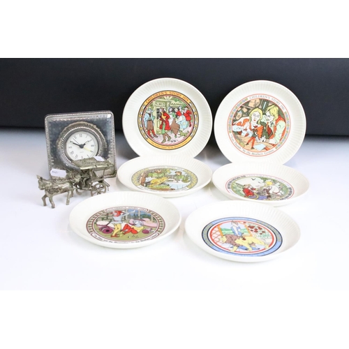 282 - A small box of mixed collectables to include a set of six Wedgwood children stories collectors plate... 