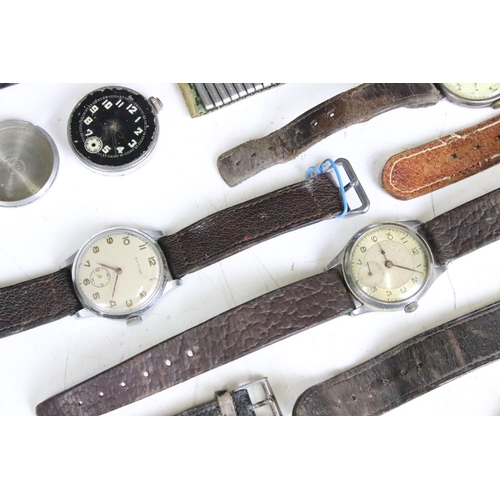 286 - Vintage gents watches including military silver cased, Rytima Felca etc.