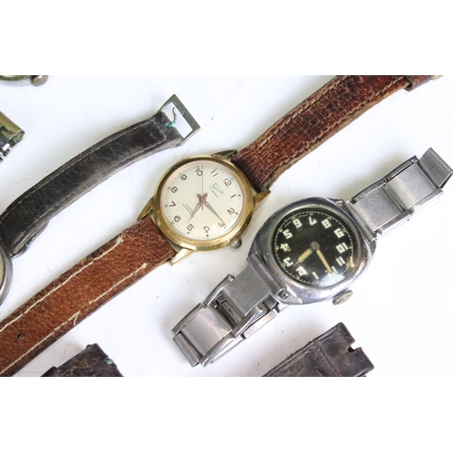 286 - Vintage gents watches including military silver cased, Rytima Felca etc.