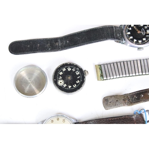 286 - Vintage gents watches including military silver cased, Rytima Felca etc.