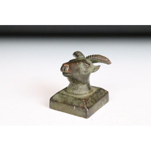 290 - A small group of oriental collectables to include bronze seal in the form of a rams head, roman styl... 