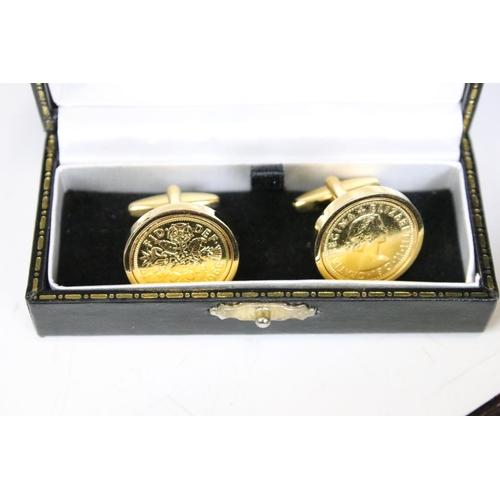 301 - A collection of mixed cufflinks to include hallmarked silver examples together with tie clip and tie... 