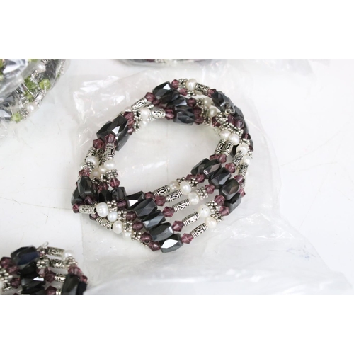 308 - A collection of approx thirty nine beads, pearls and hematites necklaces with magnetic fastenings, t... 