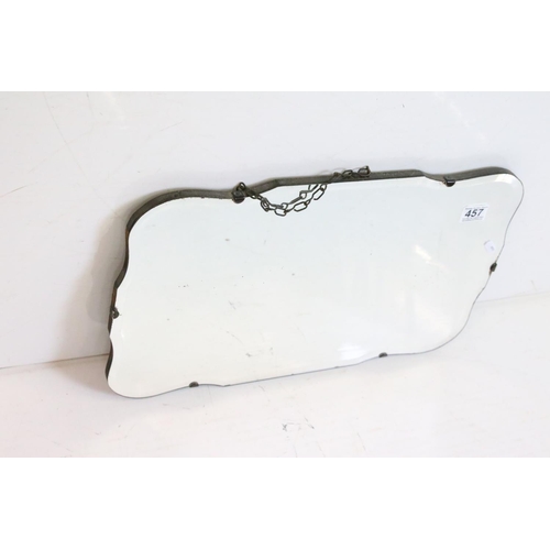 457 - 1930's Art Deco Shaped Wall Mirror with bevelled edge, 54cm x 33.5cm