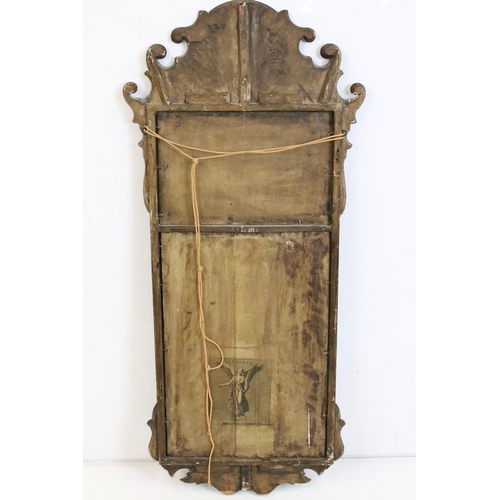 460 - Edwardian Mahogany and Parcel Gilt Fretwork Carved Wall Mirror with a panel painted with still life ... 