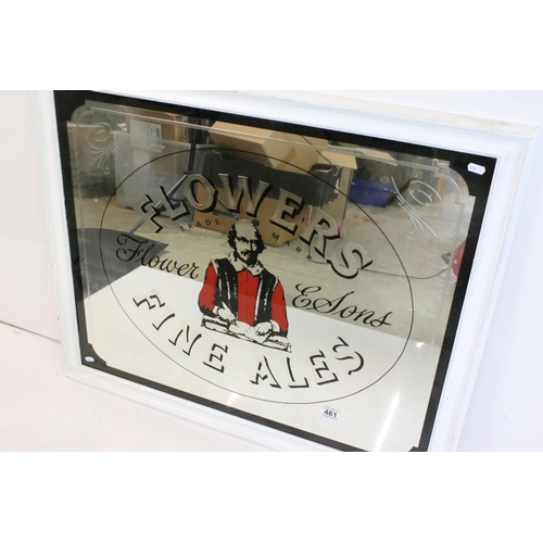 461 - Framed Advertising Mirror ' Flowers Fine Ales ' 73cm x 88cm