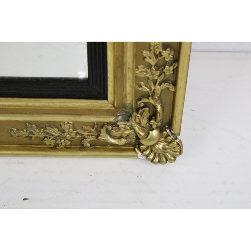 463 - 19th century Gilt Framed Three Panel Overmantle Mirror, 118cm x 55cm