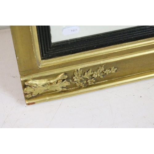 463 - 19th century Gilt Framed Three Panel Overmantle Mirror, 118cm x 55cm