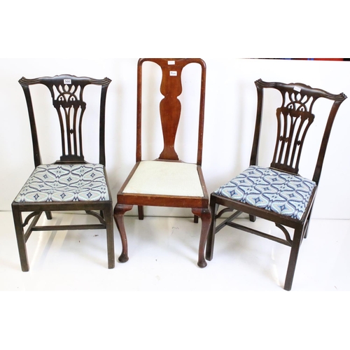 500 - Pair of George III style Mahogany Dining Chairs in the manner of Chippendale with contemporary needl... 