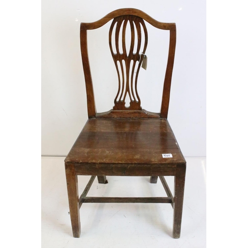 501 - Pair of Early 19th century Mahogany Dining Chairs with pierced carved splats and solid seats togethe... 