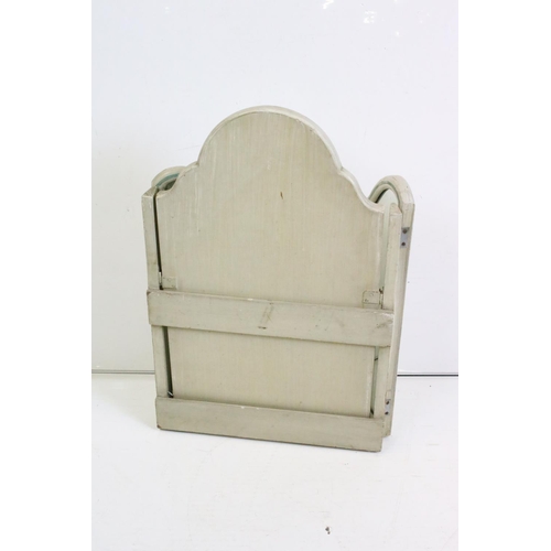 535 - Pale Grey Painted Triptych Dressing Mirror, 68cm high