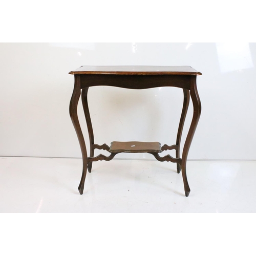 541 - Early 20th century Mahogany Side Table with shaped top, raised on cabriole legs united by a cross-st... 