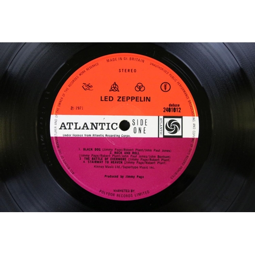 109 - Vinyl - Led Zeppelin IV LP on Atlantic records 2401012. UK 5th issue, B-side has title as 'Misty Mou... 