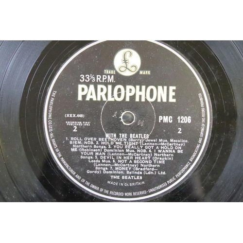 344 - Vinyl - The Beatles With The Beatles x 3 (PMC 1206) all have Parlophone to rim and Recording First P... 