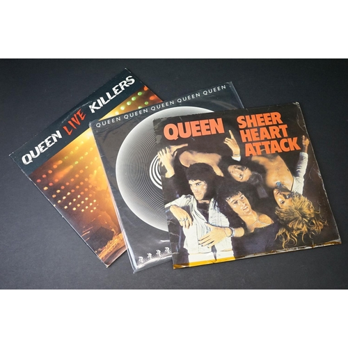 407 - Vinyl - 9 Queen LPs spanning their careers including Live At The BBC, plus one from Brian May.  Vg+ ... 