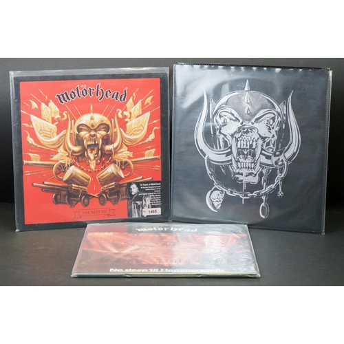 38 - Vinyl - 3 Motorhead LPs to include No Remorse Ltd Edn 2 LP in leather sleeve (Bronze MOTOR 1) Ex+, N... 