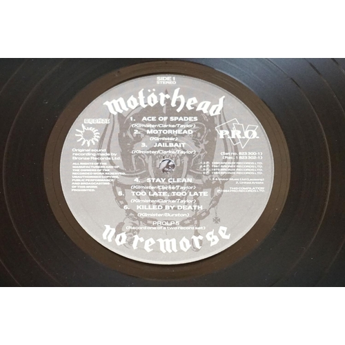 38 - Vinyl - 3 Motorhead LPs to include No Remorse Ltd Edn 2 LP in leather sleeve (Bronze MOTOR 1) Ex+, N... 